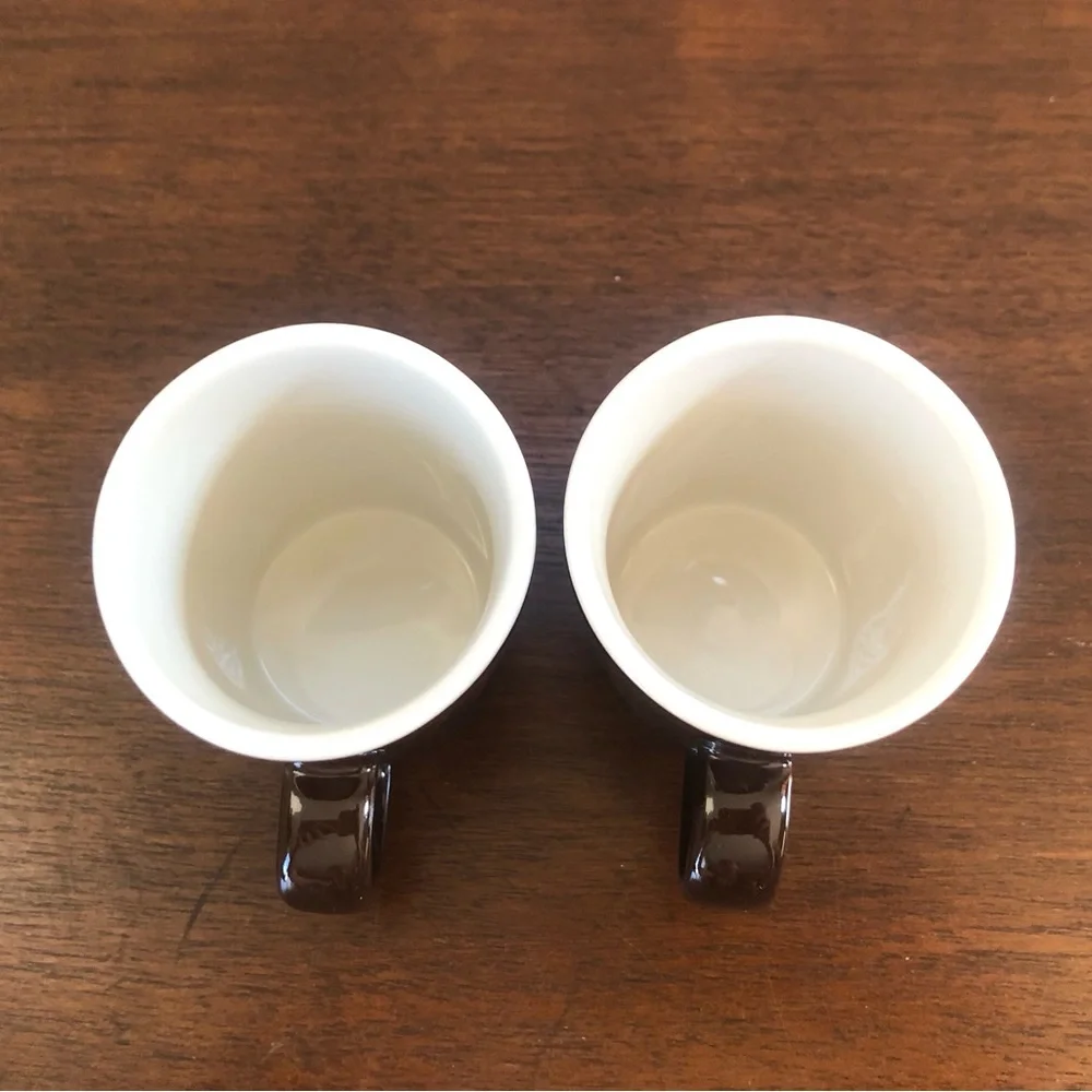 (Set of 2) Crate & Barrel Brown Chocolate Espresso Cups Mugs Demitasse - 4 oz.